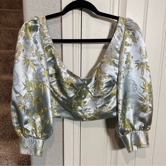 Sau Lee Jodie Blouse in Silver blue - Picture 11 of 12